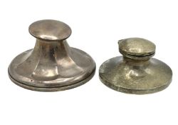 Two silver inkwells, both a/f, one Edwardian, 1908