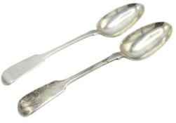 A pair of 1862 London silver table spoons by Eliza