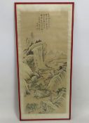 An antique Chinese painting on silk with script to
