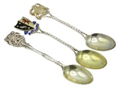 Three early 20thC. silver tourist spoons: Plymouth