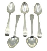 Three 1805 George III London silver teaspoons by T