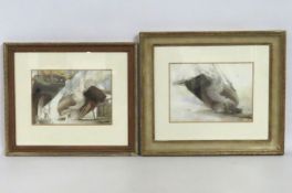 John Edgar Platt (1886-1967), two framed Brixham b