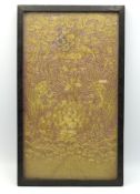 An antique framed 18thC. Chinese gold thread on si
