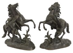 A pair of 19thC. bronze Marley horses, 15.22kg, 393mm tall