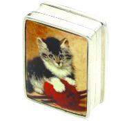 A continental enamelled sterling silver pill box w