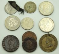 A small selection of coinage & a medallion includi