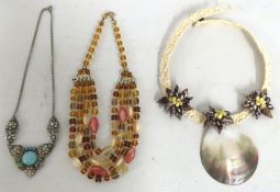 Three decorative costume jewellery necklaces