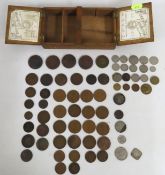 An oak box with coin contents including an 1896 fl