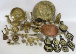 A quantity of various brass wares including a 19th