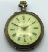 A silver cased pocket watch, winds & runs, 18.7g,