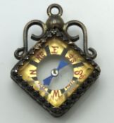 A 1904, Edwardian Birmingham silver compass fob by