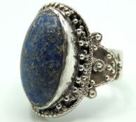 A silver & sodalite ring, 7.9g, size Q
