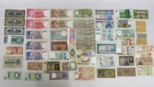 A quantity of various bank notes including Falklan