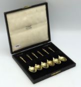 A 1917 cased set of London silver gilt apostle tea