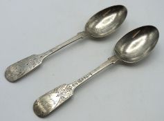 Two London tablespoons with chased decor, one 1939