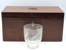 A George III mahogany tea caddy with antique cut g