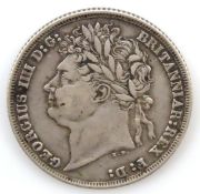 An 1821 George IV silver shilling, 5.6g