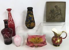 An attractive replica Galle vase, a 20thC. bronze