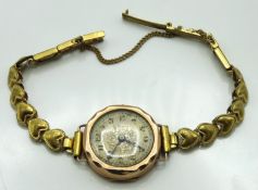 A ladies 9ct Chester gold cased wristwatch with pl