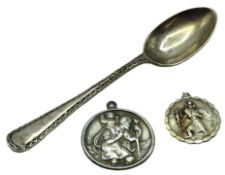 A 1918 Sheffield silver teaspoon twinned with two