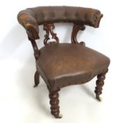 A William IV leather upholstered desk chair, 770mm