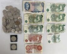 A collection of bank notes including an O'Brien £5