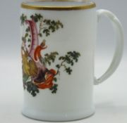 An 18thC. German milchglas tankard with hand paint