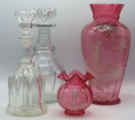 A Victorian Mary Gregory style vase, 285mm tall, t