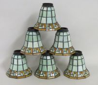 A set of six Tiffany style glass lampshades, 135mm