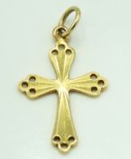 A 9ct gold cross, 24mm drop, 1g