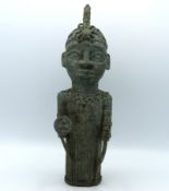 A 20thC. Benin bronze tribal art bust of a warrior