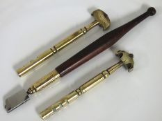 Three antique glass cutters including Sharratt & N