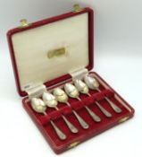 A 1966 cased set of Birmingham silver teaspoons by
