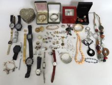 A collection of costume jewellery items including