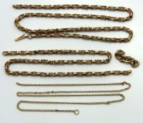 A quantity of yellow metal chains, all test as 9ct