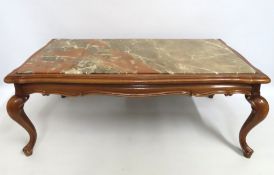 A French style marble topped coffee table, 1110mm