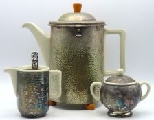 An art deco WMF coffee set with Bakelite fittings