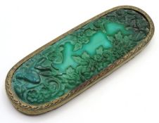 An art deco malachite glass brush top, later conve