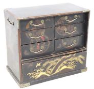 A Meiji period Japanese lacquer table cabinet or k