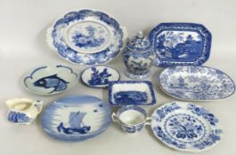 A blue & white transferware Burleighware willow pl