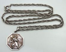 A silver chain with St. Christopher, 27mm drop, ch