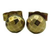 A pair of 9ct gold earrings with faceted decor, 6m
