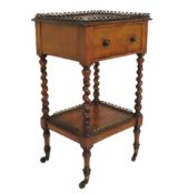 A Victorian two tier whatnot supported by barley t