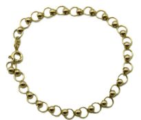 A 9ct gold belcher link bracelet, 180mm long, 4g