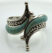 A silver & turquoise style bangle, 60mm x 50mm, 63