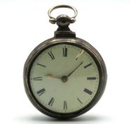 An early 19thC. silver cased verge fusee pocket wa