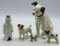 A Beswick Jack Russell dog twinned with three other
