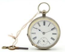 An 0.800 silver pocket watch, winds & runs, 48mm d