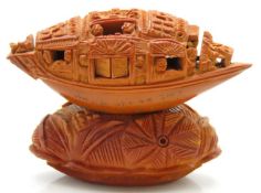 A Qing dynasty hediao Chinese folk art nut carving