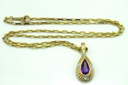 A 9ct gold chain, 3g, with 14ct gold pendant set w